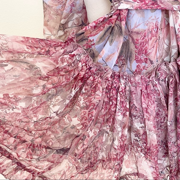 Floral Long sleeve purple dress SZ XS - Picture 5 of 6